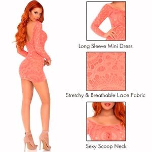 Cutout lace mesh bodycon chemise coverup Date Rave Festival (R)